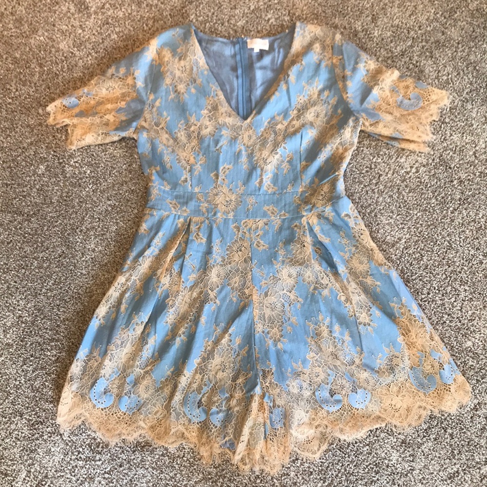 Entro Blue and Lace Cream Romper
